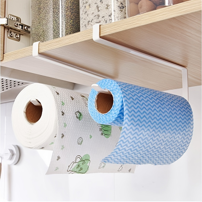 Kitchen Space-saving Paper Towel Holder, Cabinet Hanging Roll Paper Holder  Without Punching, Fresh-keeping Film Storage Rack, Lazy Rag Storage Rack,  Home Supplies - Temu