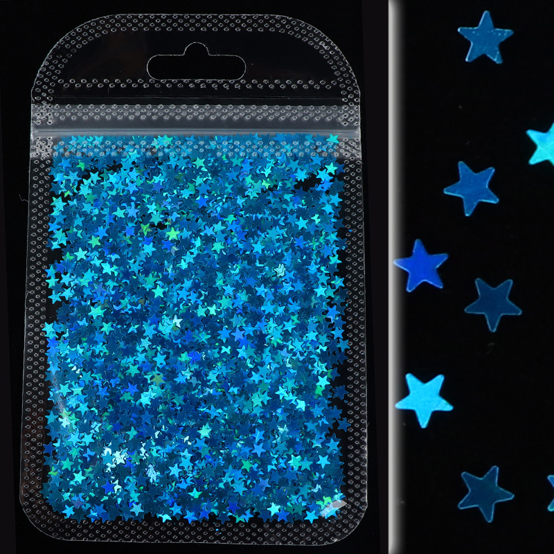 Teal Mini Stars Holographic Glitter Shapes