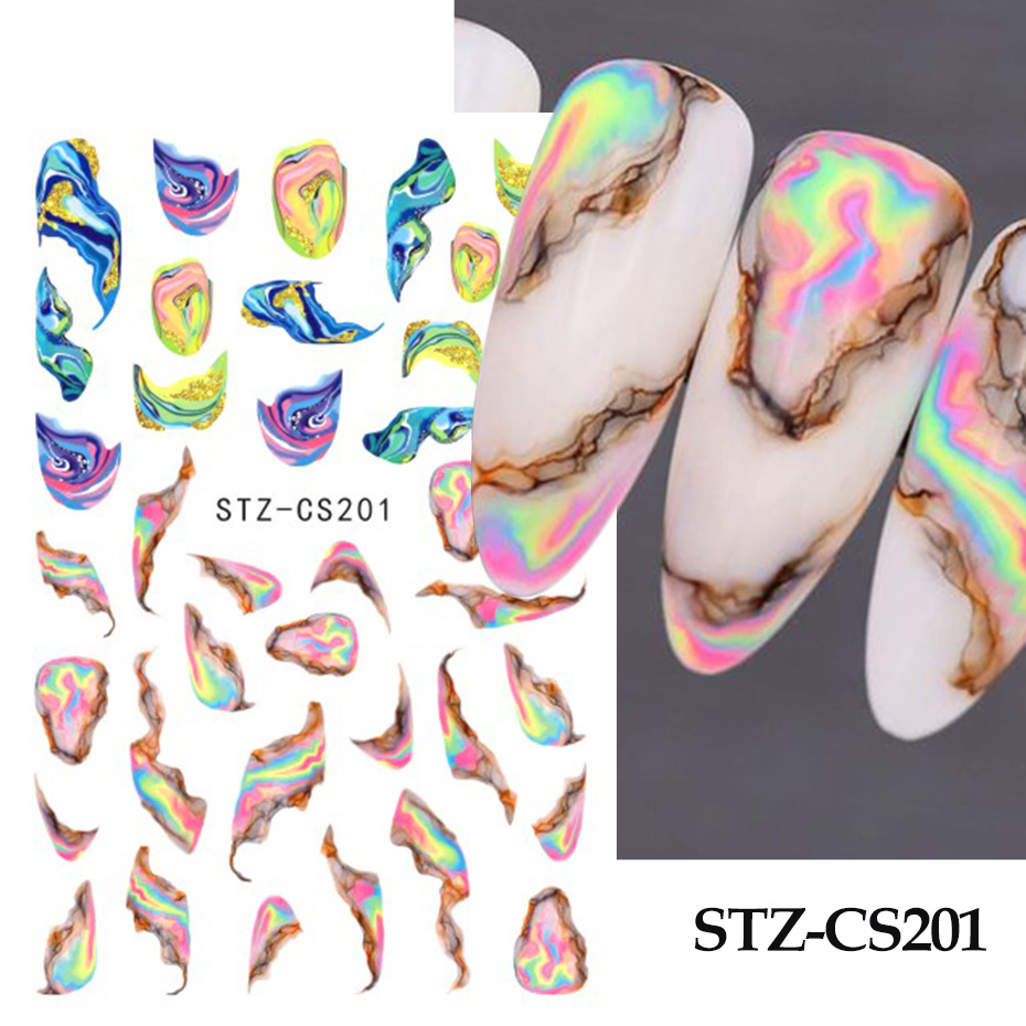 marble blooming 3d foil nail stickers