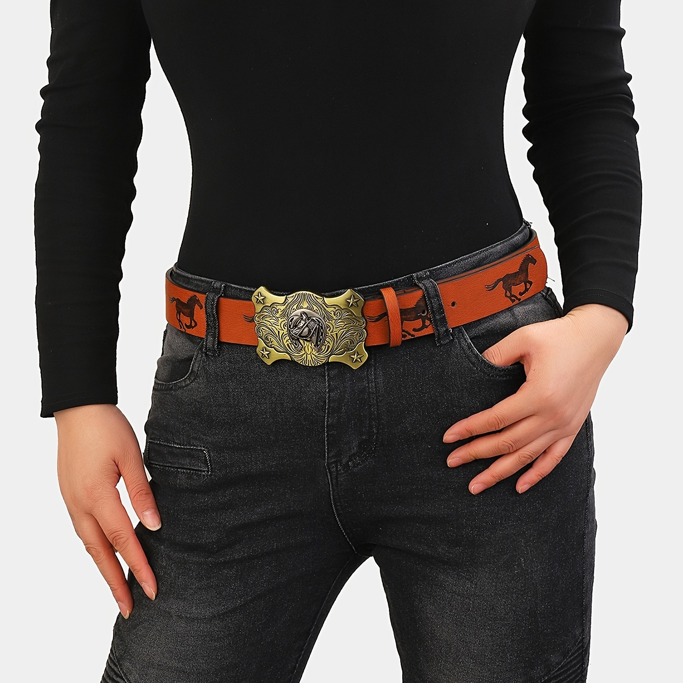 Fashion Men's Western Style Holiday Dress Belt, Men's Vintage Eagle Decor  Buckle Pu Leather Belt - Temu