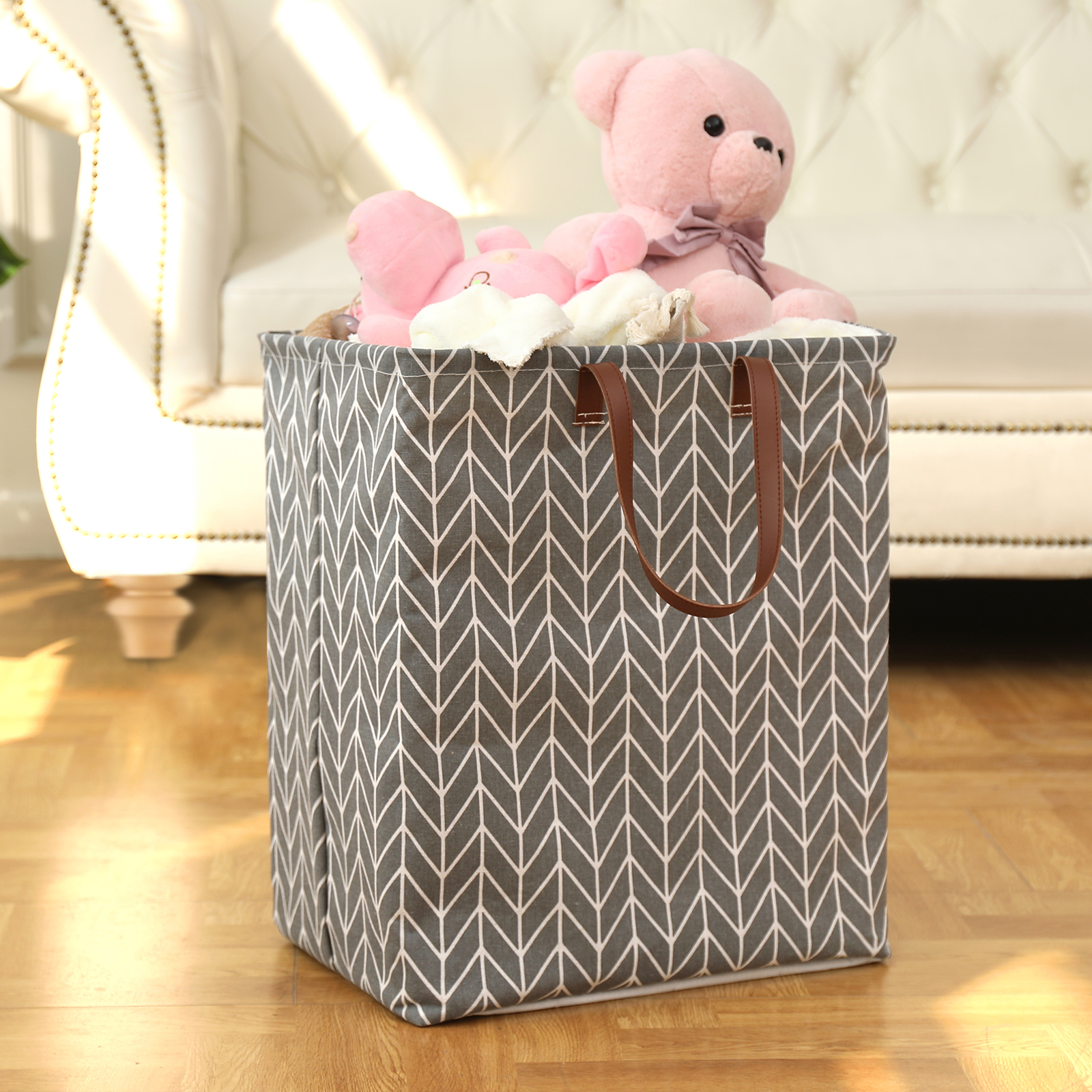 Folding Laundry Basket Soft Leather Handles Perfect Sorting Temu