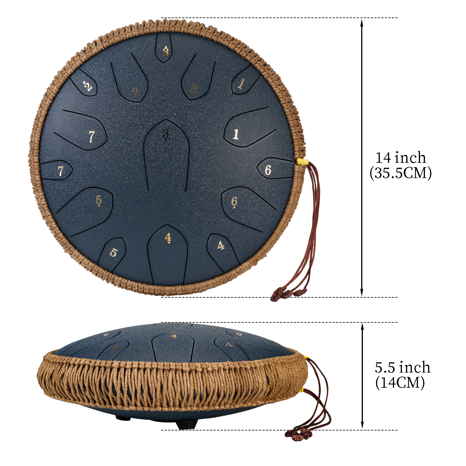 Steel Tongue Drum 15 Notes 14 Inches Panda Drum Handpan Drum Percussion  Instrument Wide Range Tank Drum with Padded Travel Bag, for Meditation