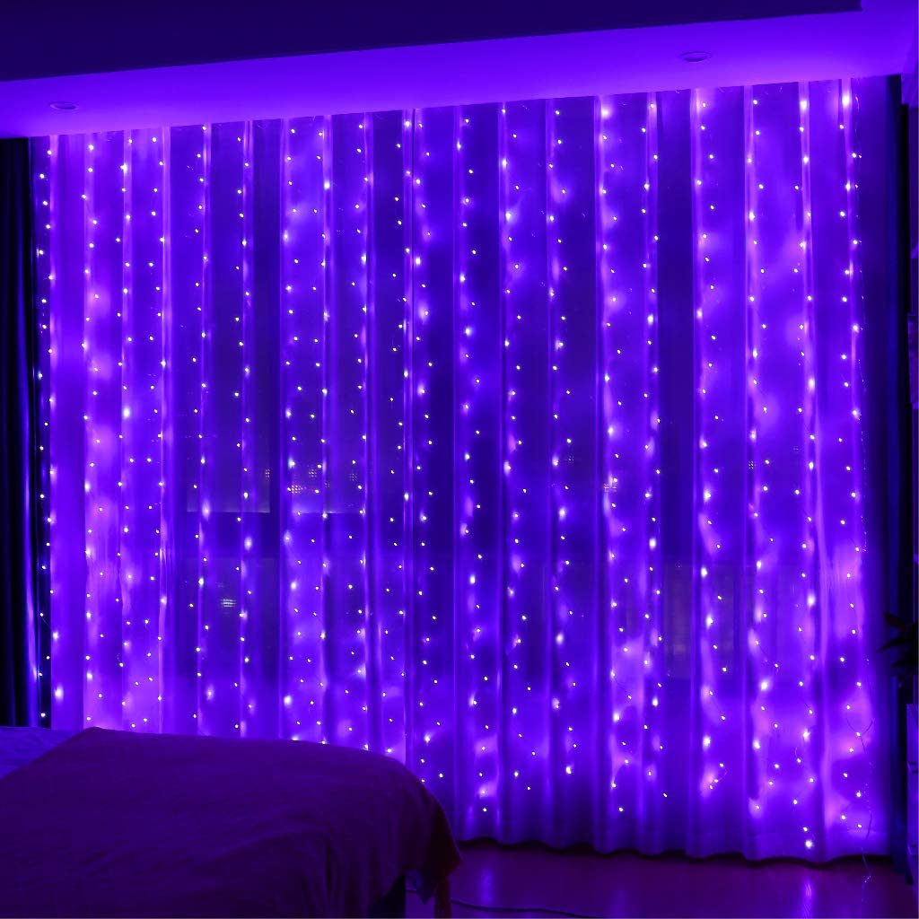 ikasus Plumes Rideau Lumières,300 LED Plumes Fée Guirlande Lumineuse avec 8  Modes de Lumière USB Télécommande Romantique,pour Décoration Intérieur
