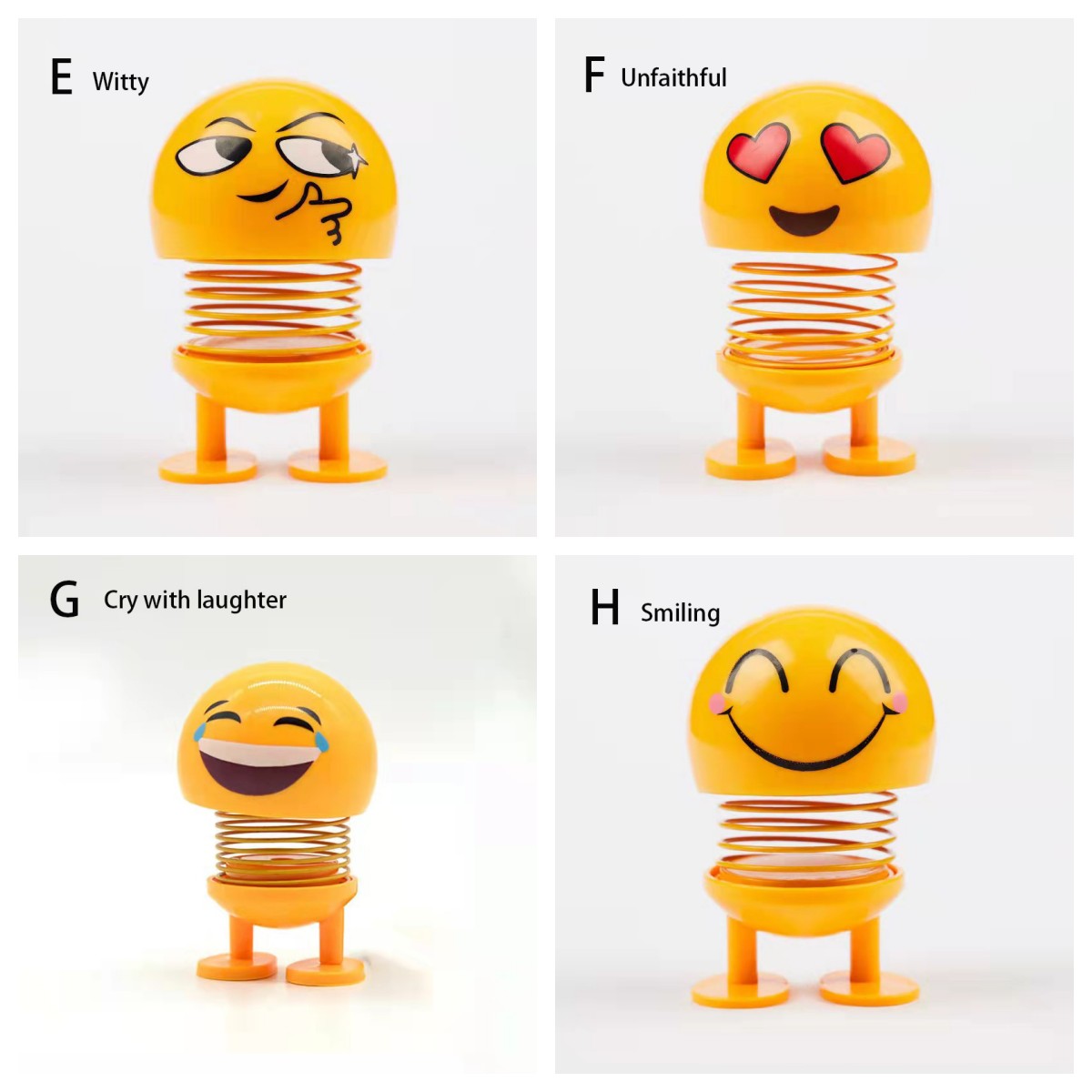 8 Stück Süße Emoji Bobble Kopf Puppen, Lustige Smiley Springs