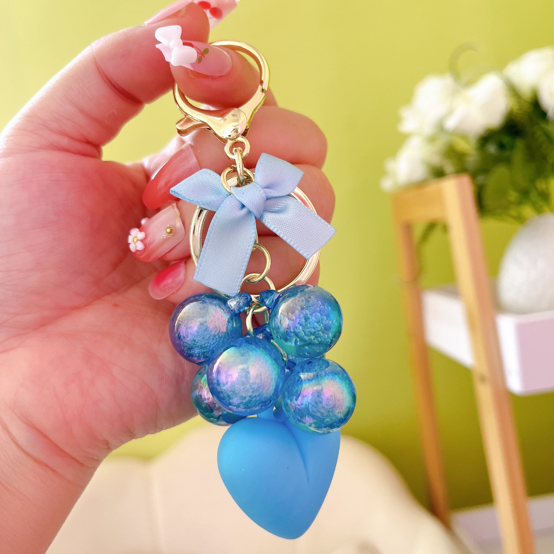 Handmade Heart Keychain Acrylic Plastic Link Chain Key Ring for Women Girls Handbag Pendant Accessorie Car Keys Artificial Jewelry Gifts,Temu