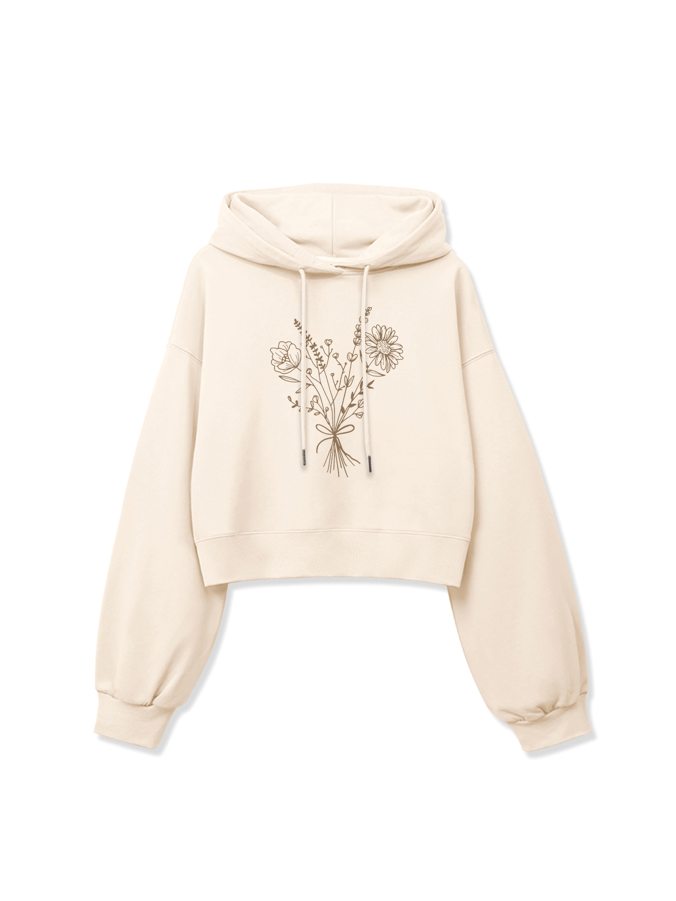 Flower Graphic Print Hoodie Long Sleeve Drawstring Thermal Hoodies