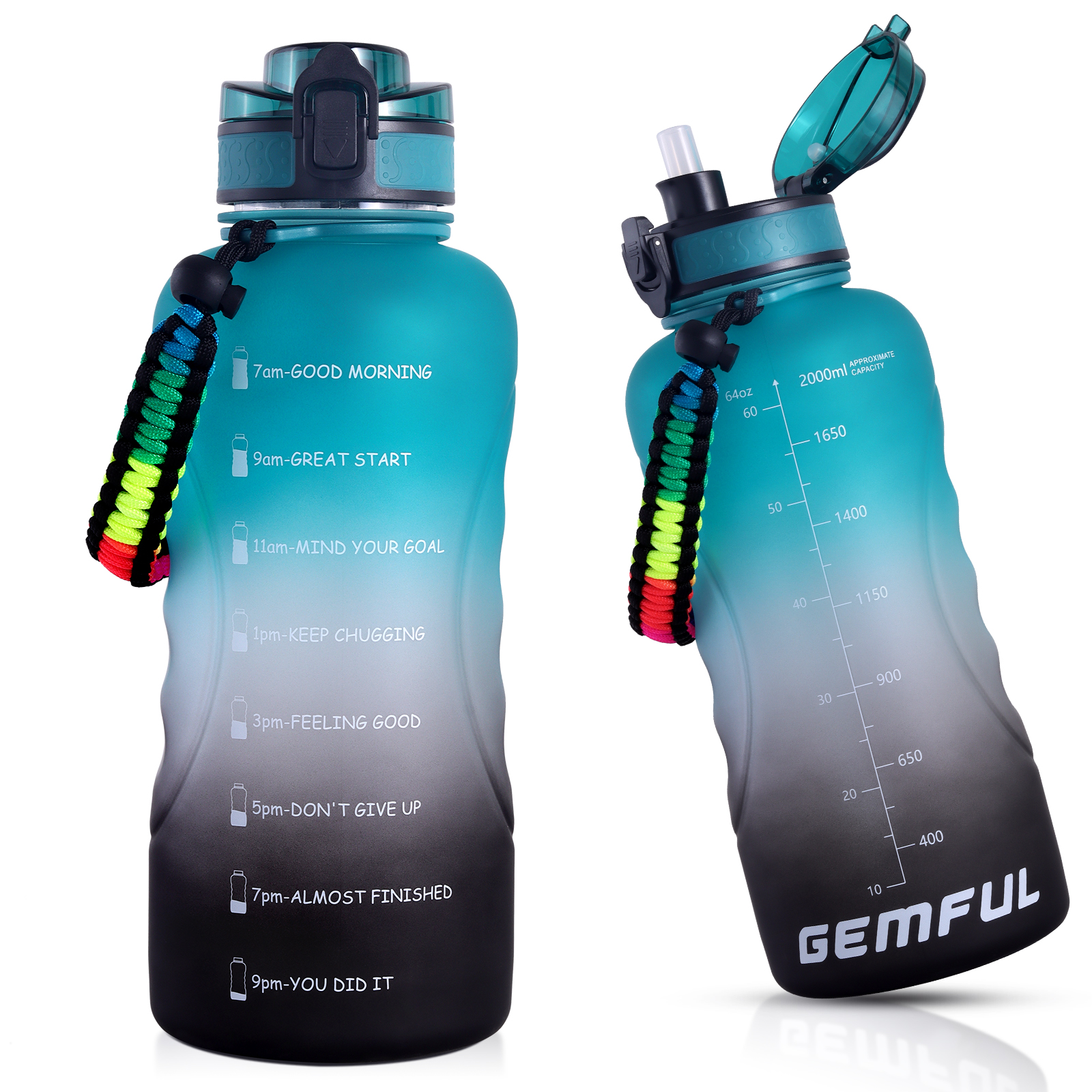  GEMFUL Large Water Bottle with Handle 74oz BPA Free for Sports  : Sports & Outdoors