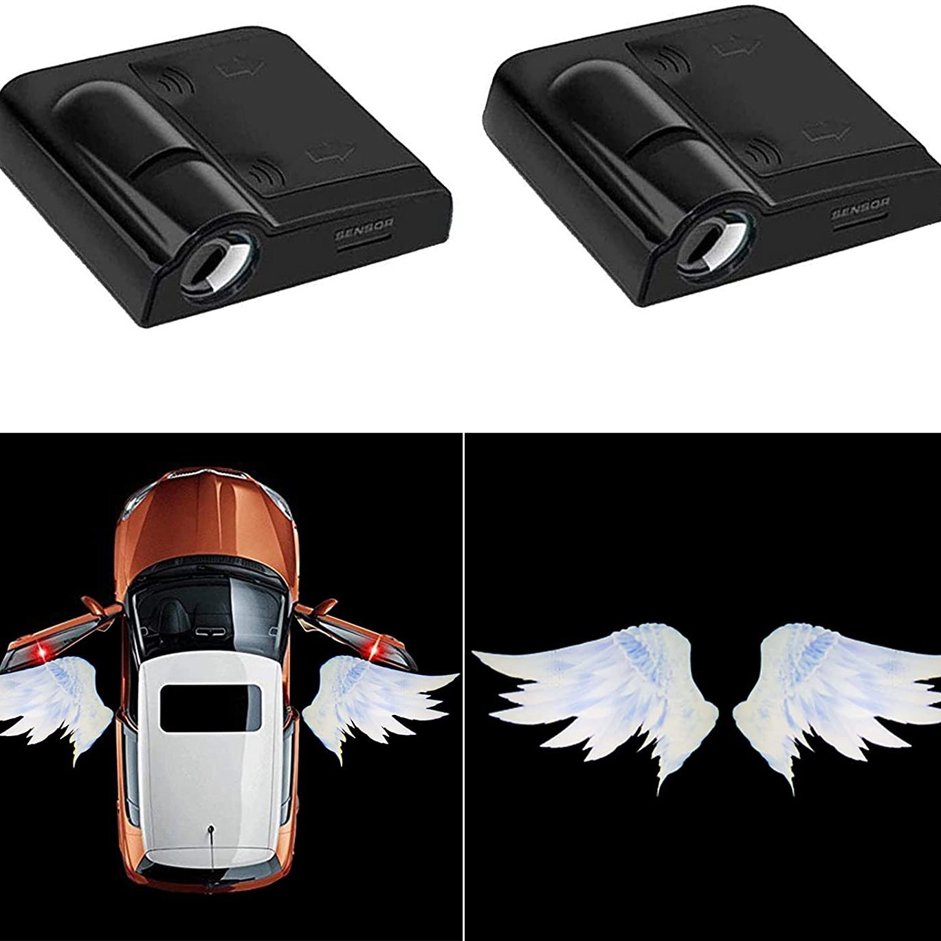 2 Stück Universal Auto Tür Projektor Lichter Auto Tür Lichter Logo  Projektion Schatten Lichter Kompatibel mit allen Marken (Flügel)