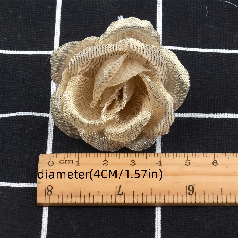 

10pcs Elegant Golden Artificial Rose Heads, 4cm Diameter - Diy Garlands & Corsages, Home Decor Accents, Rose Decor