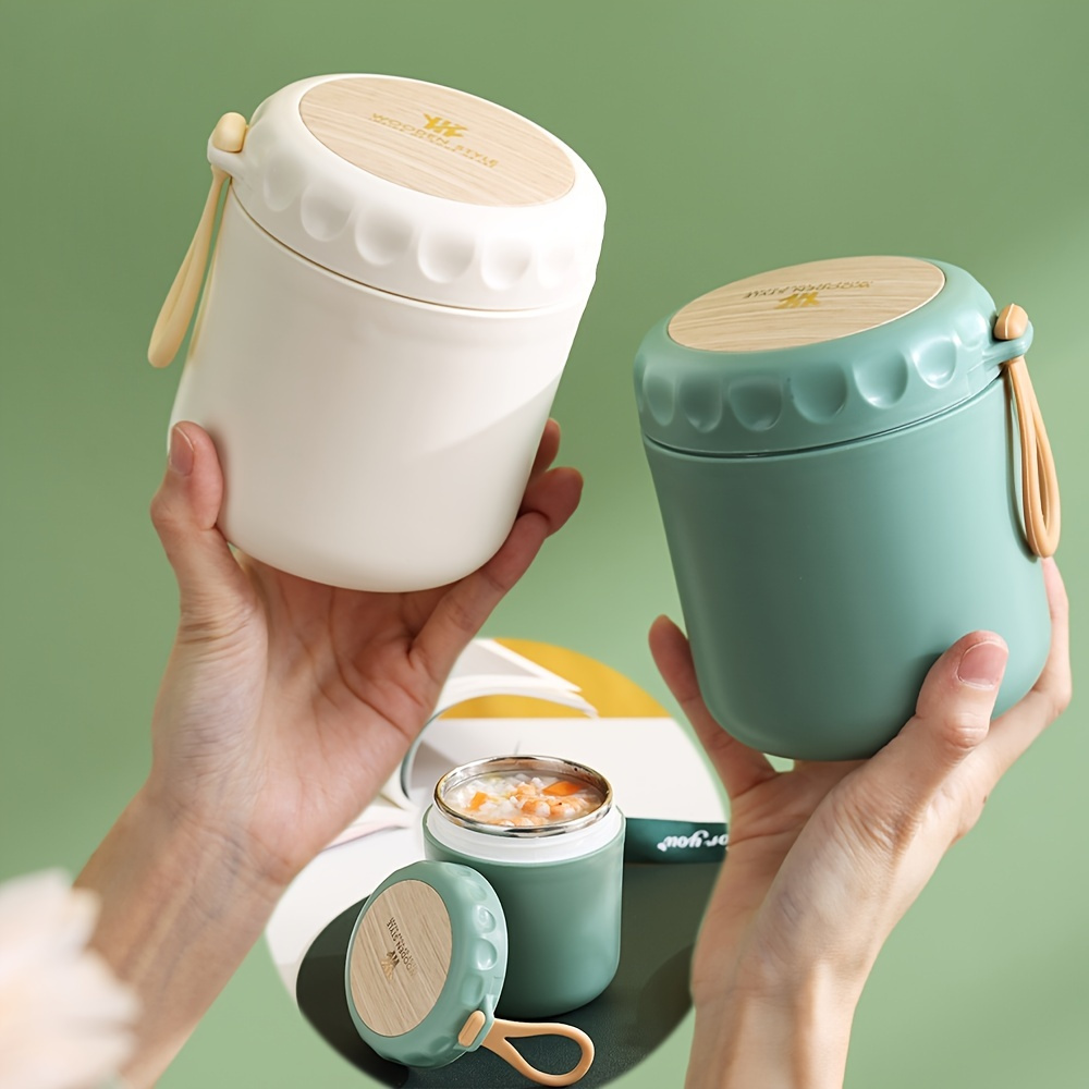  TIDTALEO Stainless Steel Soup Cup Portable Soup Cup Breakfast Cups  Insulated Breakfast Cup Insulated Food Cup Insulated Cups min Insulation  Barrels Soup Cups pp Wood Grain Cereal Cup Baby
