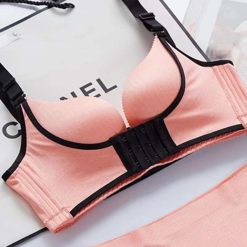 Womens Comfort Rose Bra Solid Color Underwear No Steel Ring Push Up Smooth  Convergence Type Comfortable