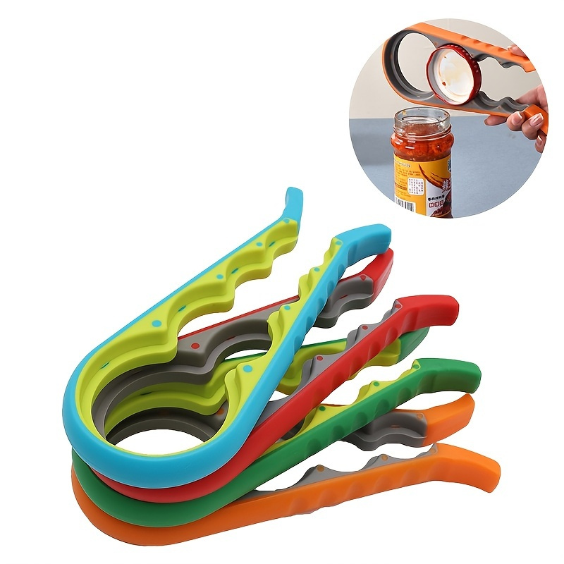 1pc 4-in-1 Multifunctional Bottle Opener with Silicone Handle for
