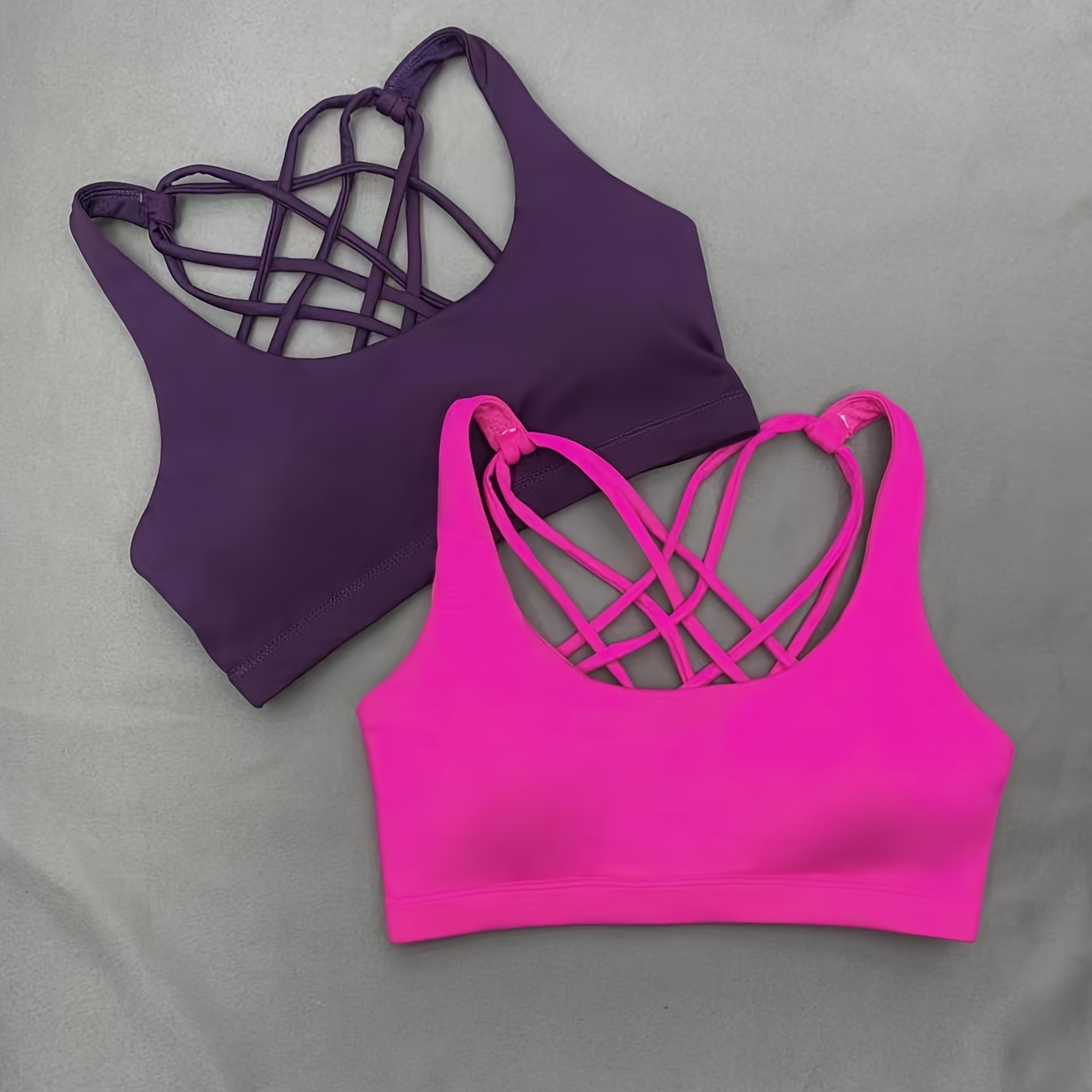 Criss Cross Backless Yoga Sport Bras Solid Comfortable Micro - Temu