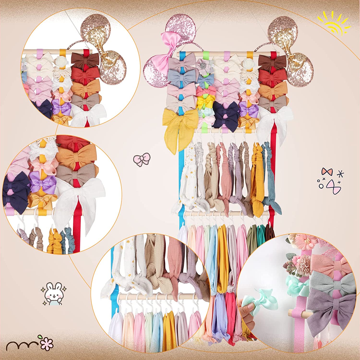 Adorable Hair Bows Hair Clips Headband Storage Perfect Wall - Temu