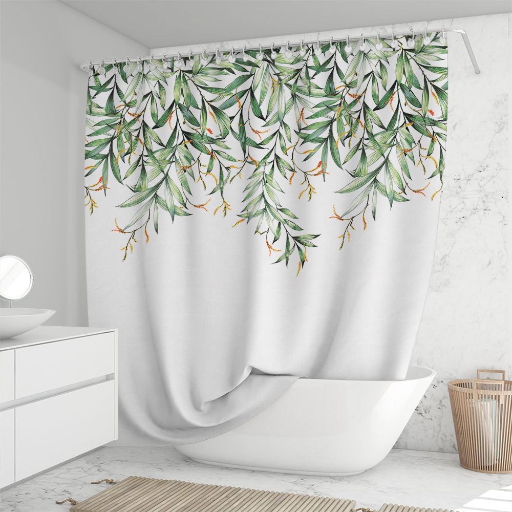 Typruye Green Plant Shower Curtain Waterproof Cloth Plant Leaf Fabric Leafs  Shower Curtains for Bathroom Succulent Botanical Bathroom Decor 72 x