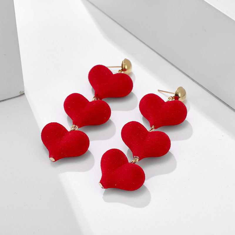 Dengmore Valentine's Day Valentine's Day Earrings Heart Love Red