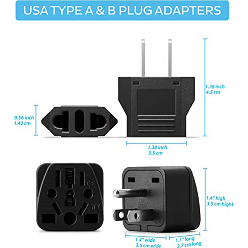 2 Packs Eu To Us Plug Adapters Travel Plug Adapters Eu Uk Au In Cn ...