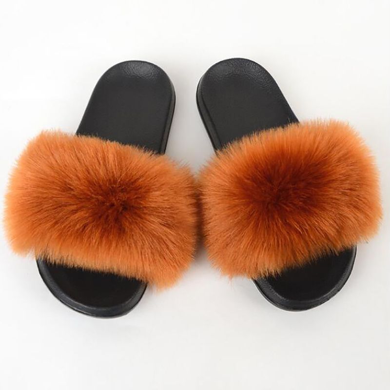  YIJIARAN Women's Fur Slide Slipper Sandal with Soft Furry Faux  Fox Fur Lovely House Outdoor Slippers for Ladies Multicolor | Slippers