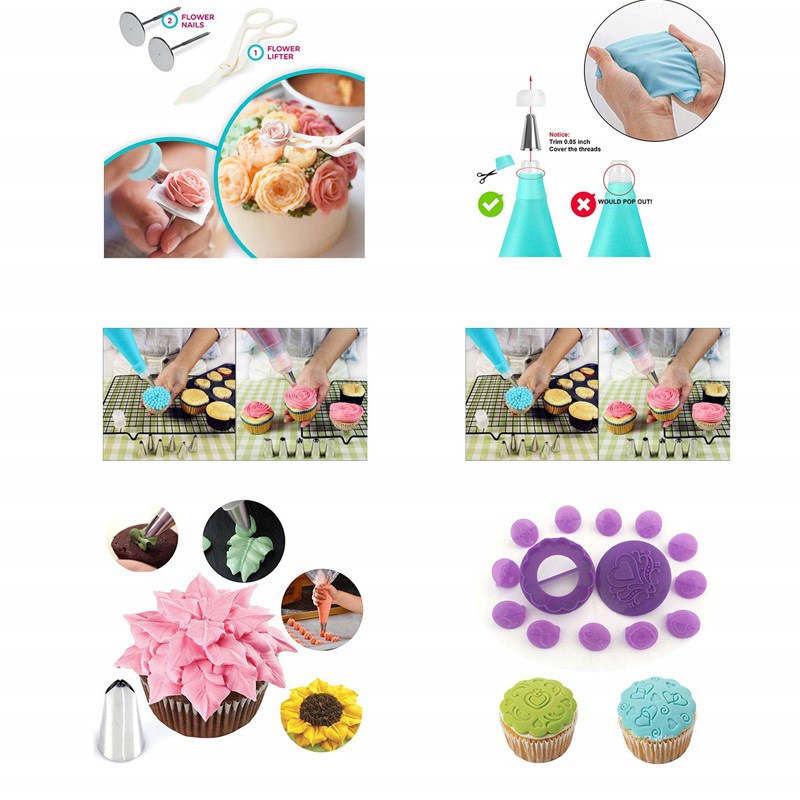 cake decorating kit 137pcs cake decorating supplies with cake turntable for decorating cake turntable with accessories pastry piping bag   piping tips baking tools baking supplies for beginners details 5