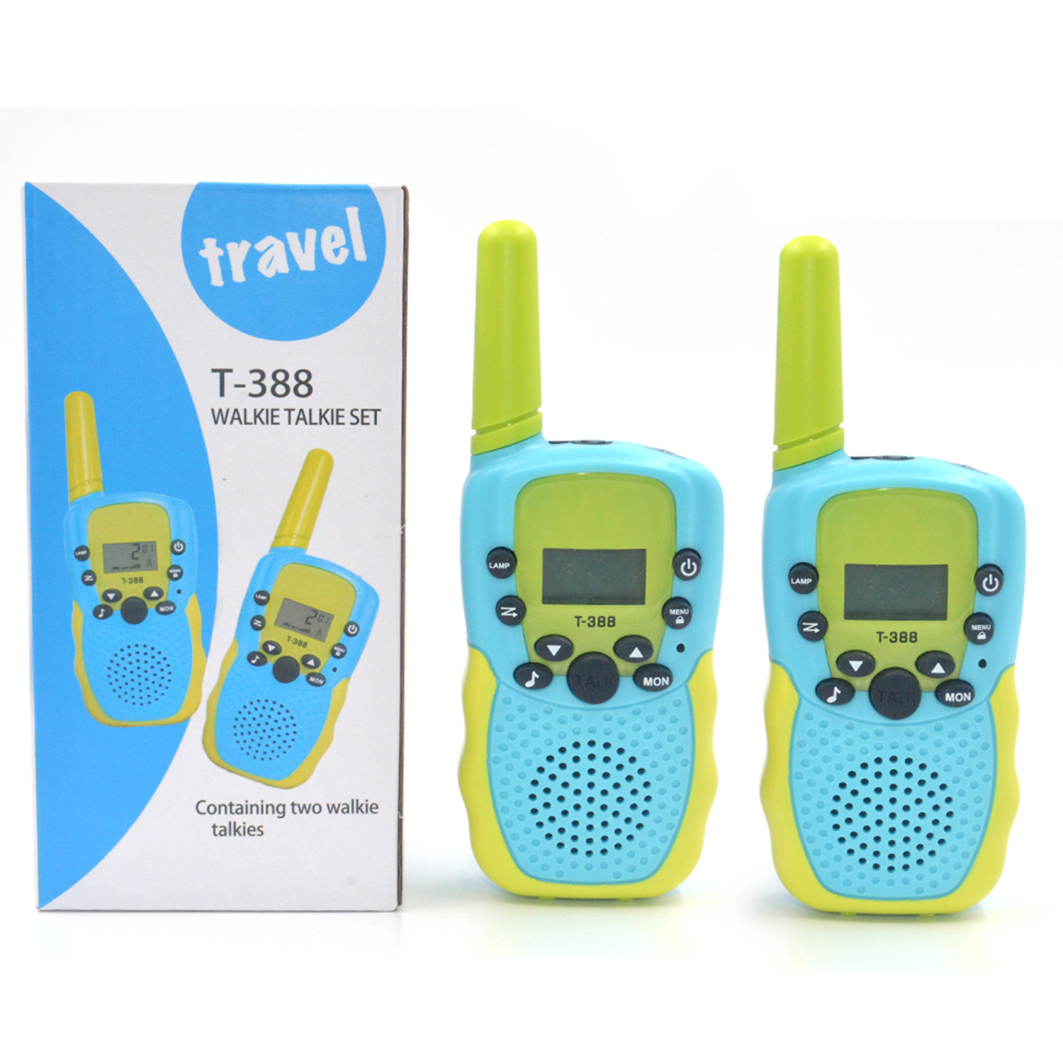 Talkies-walkies enfants + 2 lanières + lumière LED 3 km PMR 446