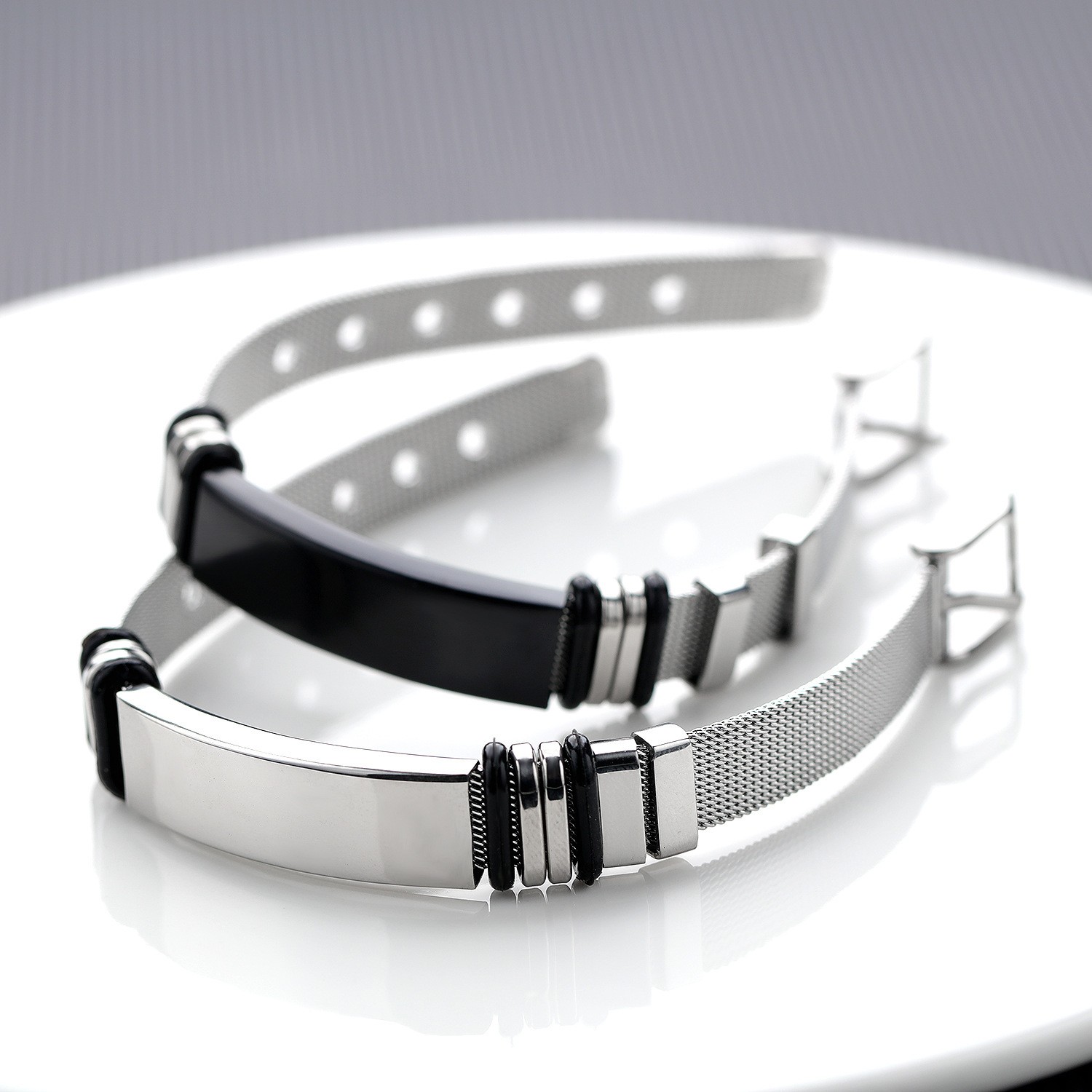 European American Titanium Steel Bracelet Mesh Belt Glossy - Temu