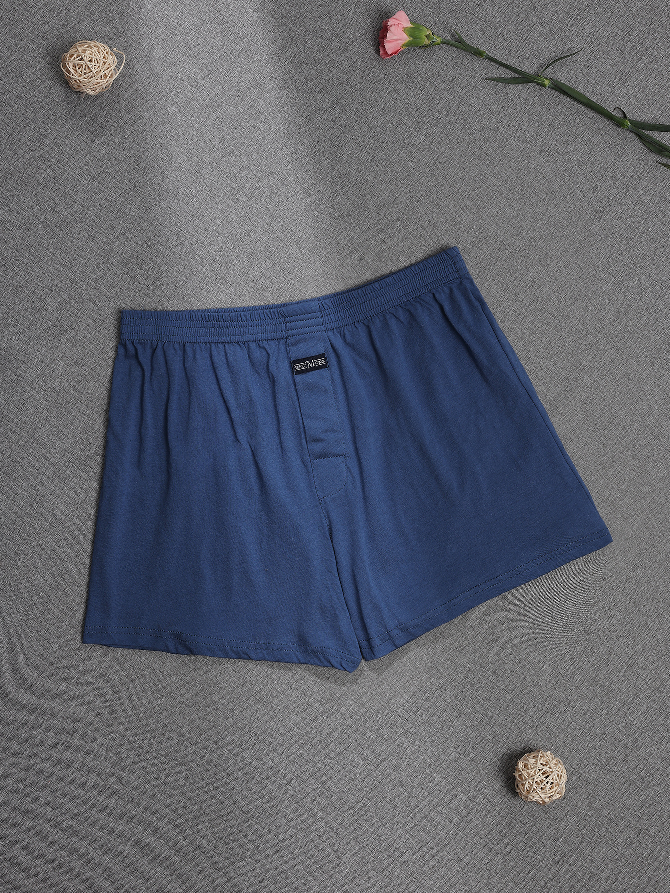 Men's Solid Blue Cotton Boxers Underwear - Temu