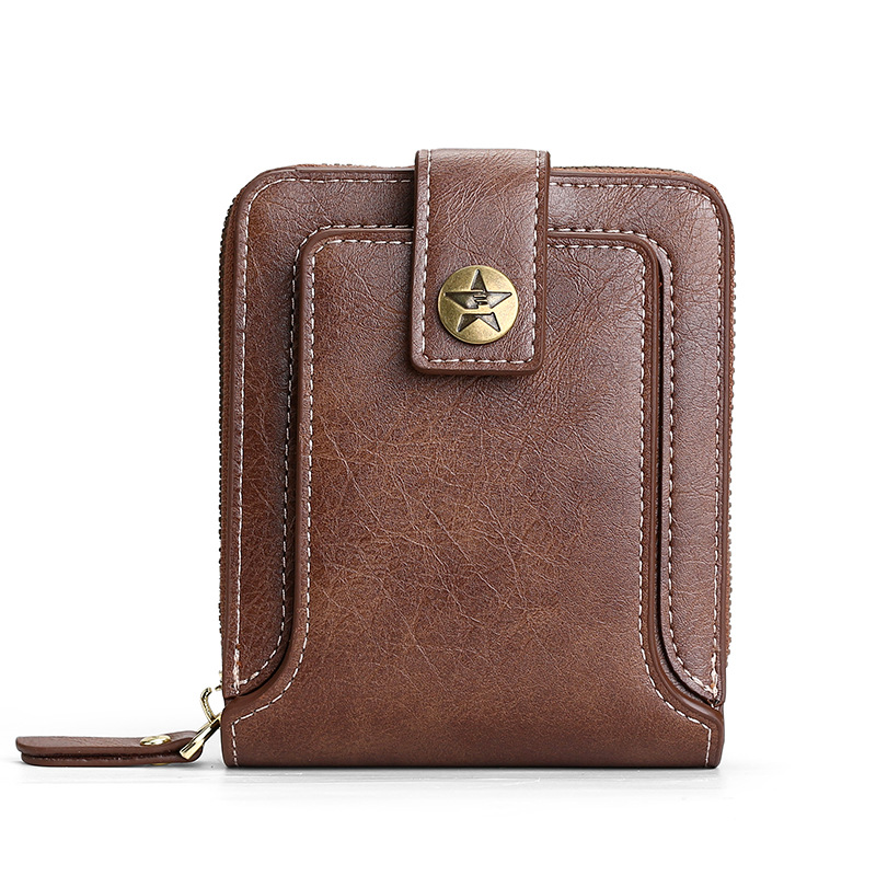 Men's Wallet Leather Luxury Designer Cropped Zipper Coin Purse Card Holder  Vintage Small Buckle Zipper Clutch - Temu