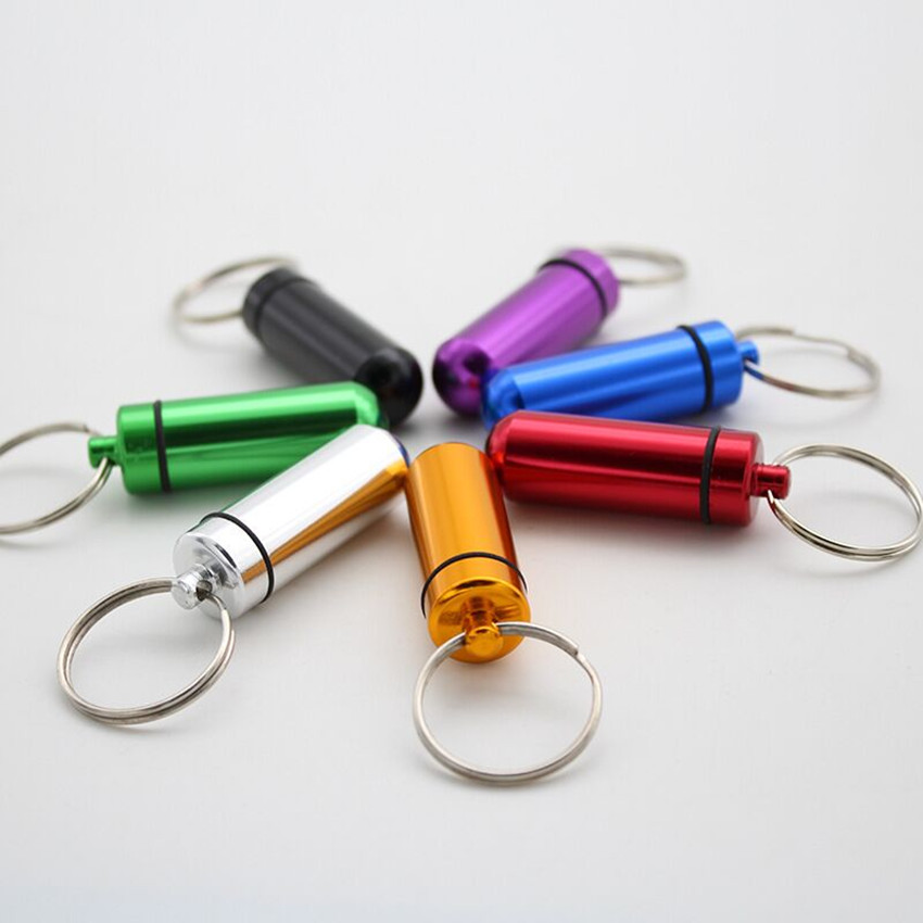 Keychain Pill Holder with Storage Case, Small Airtight Pill