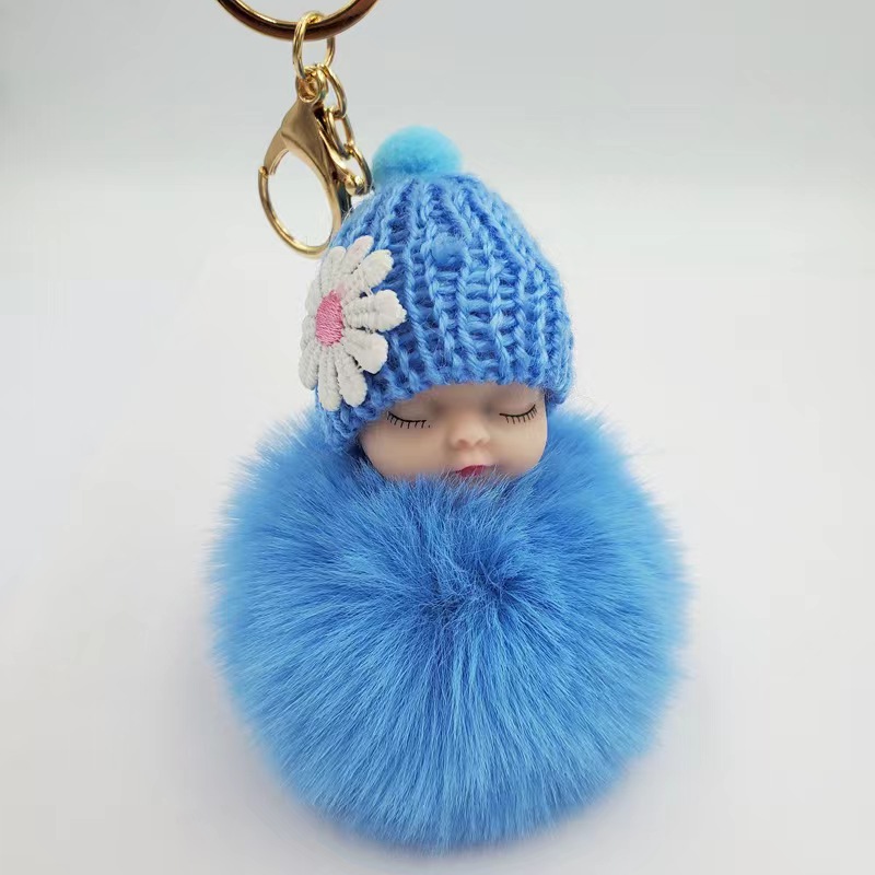 KEYCHAIN & BAG CHARM BEAR WITH FLUFFY BALL – EMBOSOM ME