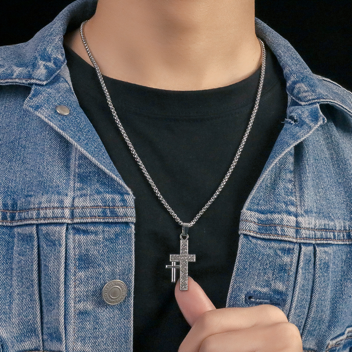 Fashion Men's Artificial Jewelry Silvery Plated Alloy Cross