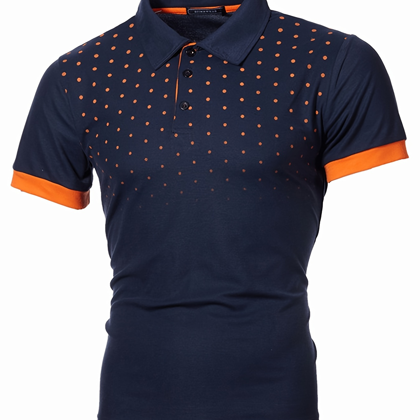 Men's Casual Polka Dot Lapel Short Sleeves Polo Shirts