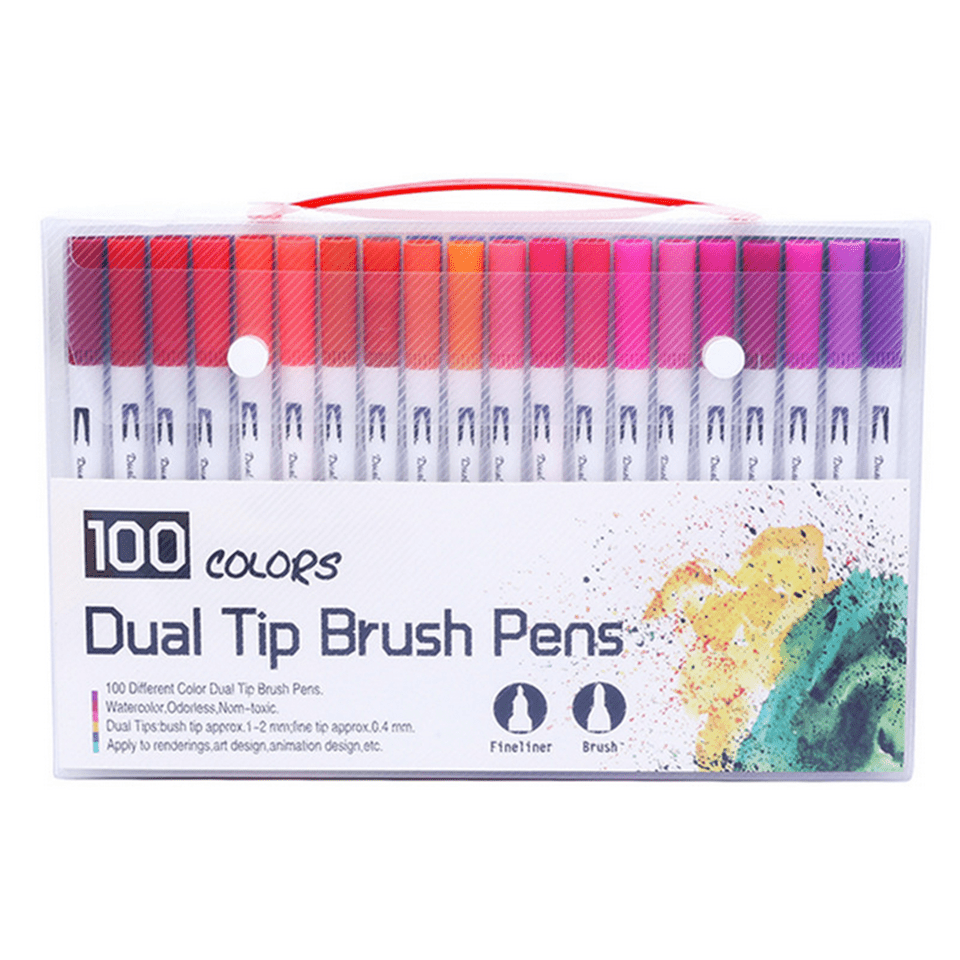 100 brush pens dual tip real