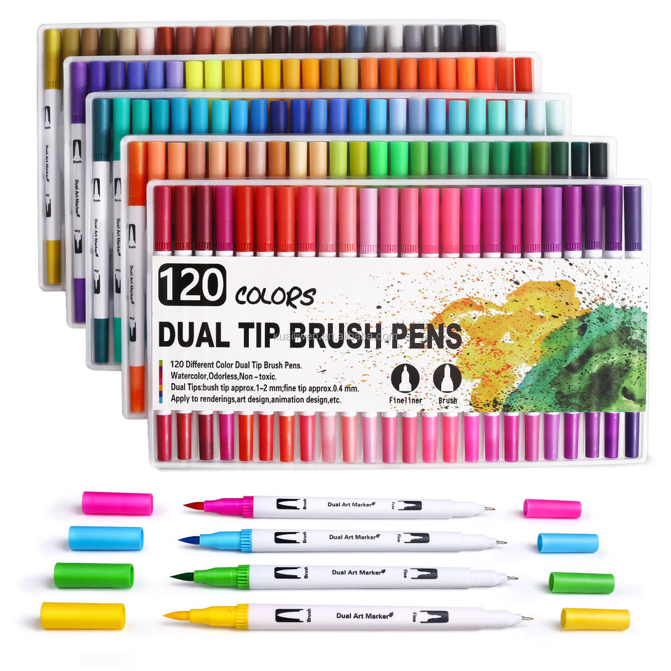 48 Colors Double-ended Marker Watercolor Pen Safe & Odorless