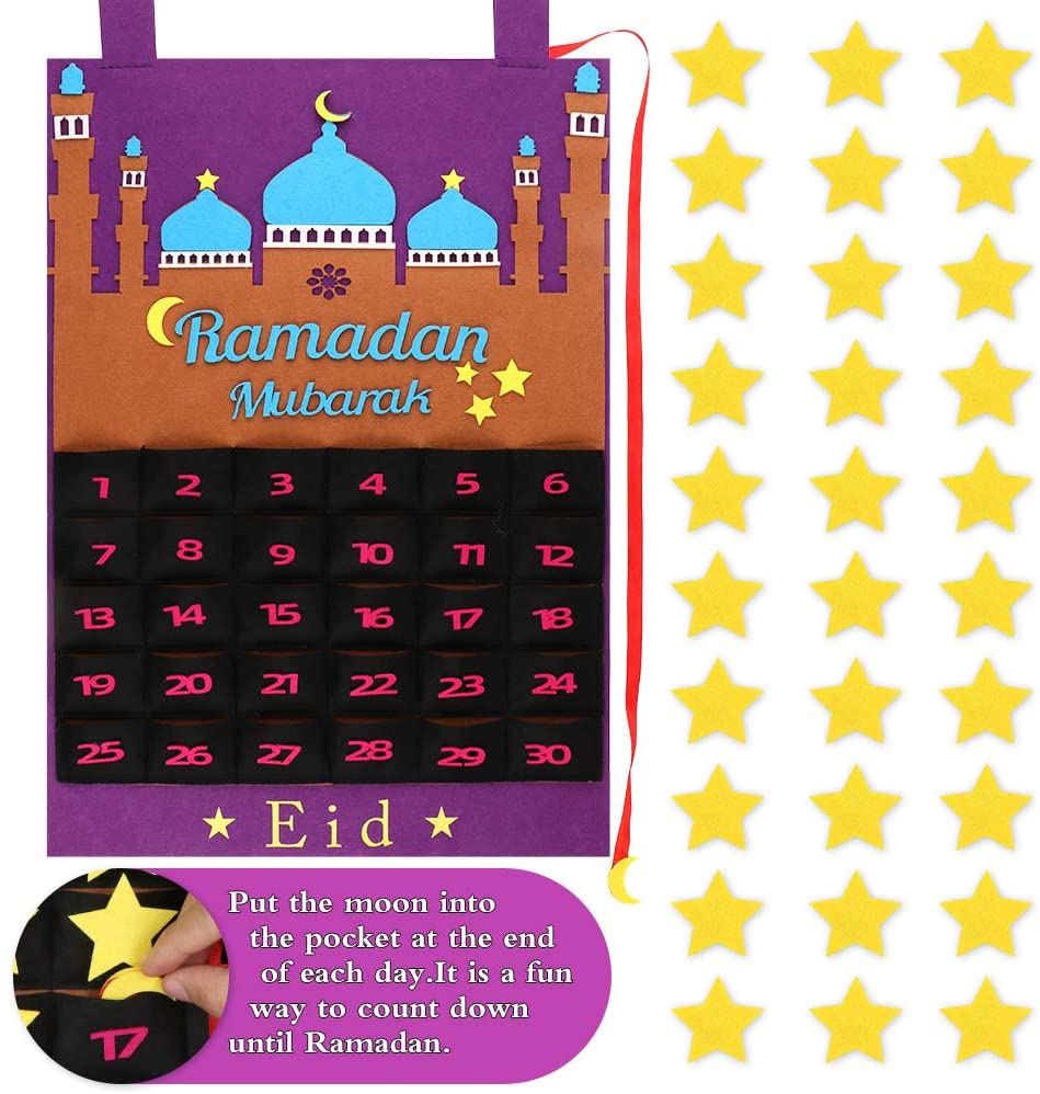 1pc calendrier de l'avent en feutre du Ramadan calendrier du