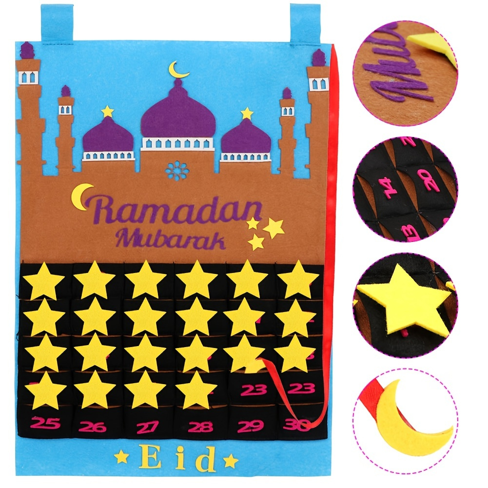 Ramadan Calendrier pour Enfants Ramadan Cadeaux Jeux, 2023 Ramadan  Calendrier Affiche pour Musulman Aïd Calendrier de l'Avent, Compte à  Rebours Aïd Al-Fitr Ramadan Décorations, avec Autocollants