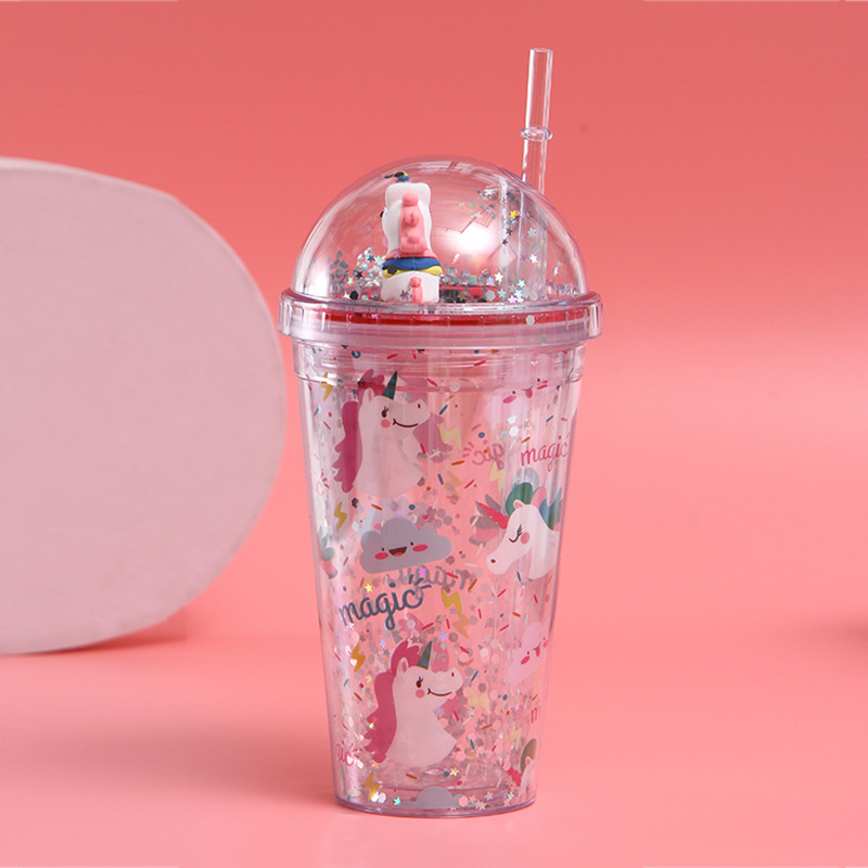 Valentines Day Gift Unicorn Travel Tumbler With Straw Reusable Cup Double  Wall Plastic Straw Cup For Ice Drinking Birthday Gift Unicorn Gel 450ml 15  22oz, Free Shipping, Free Returns