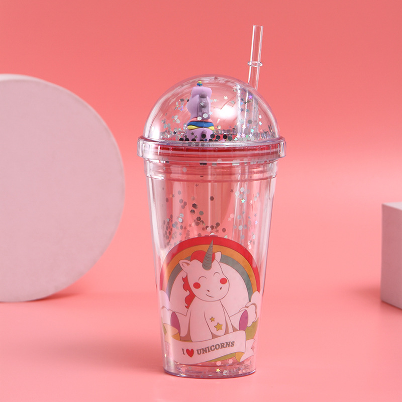 Valentines Day Gift Unicorn Travel Tumbler With Straw Reusable Cup Double  Wall Plastic Straw Cup For Ice Drinking Birthday Gift Unicorn Gel 450ml 15  22oz, Free Shipping, Free Returns