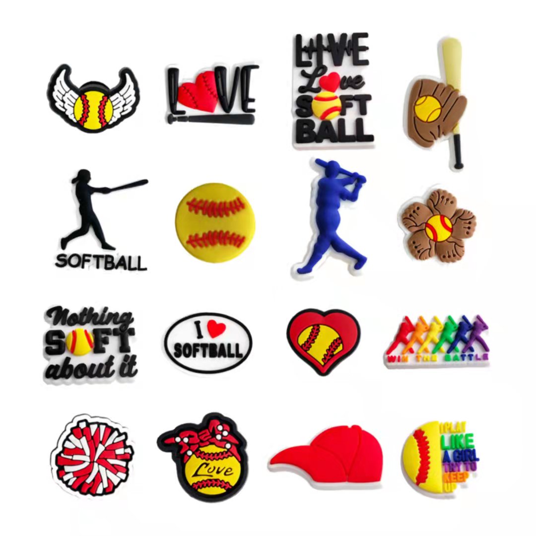 16pcs Baseball Soccer Basketball Shoe Charms, Sports Shoe Charms For Croc, Croc Pins Accessories, Ornaments For Boy Girl Women Men
