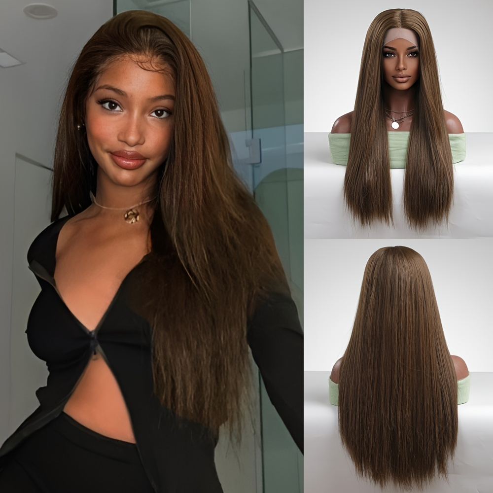Lace Front Wig Long Straight Natural Hairline Synthetic Wig For Women