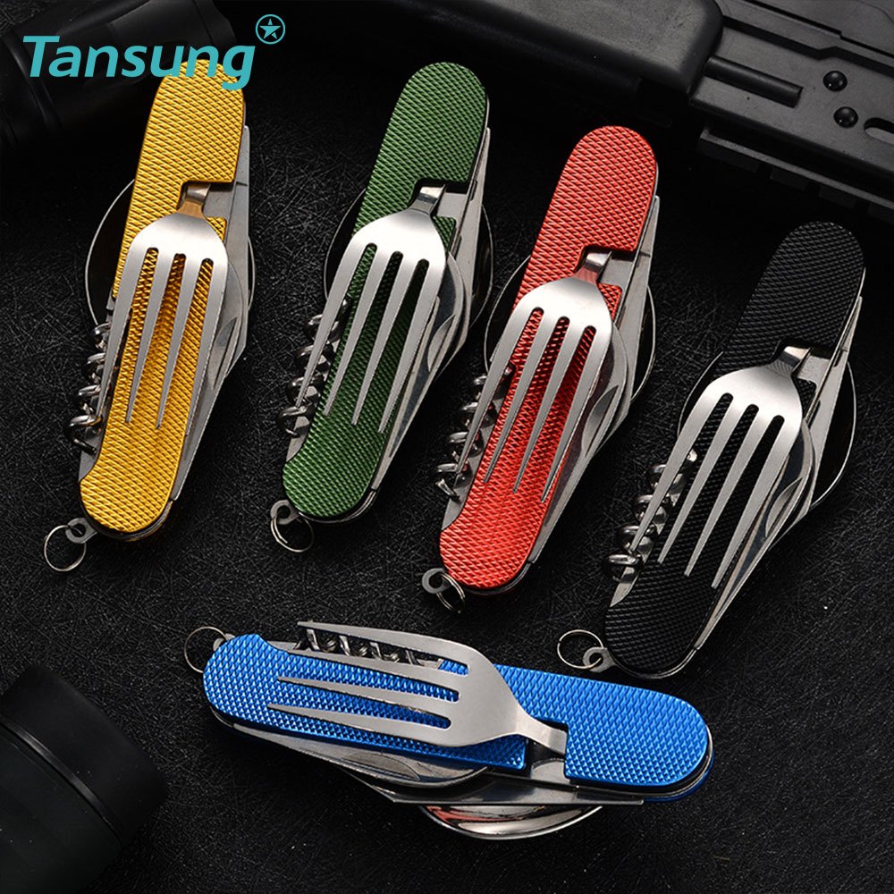 Portable Folding Tableware Set With Aluminum Handle And - Temu