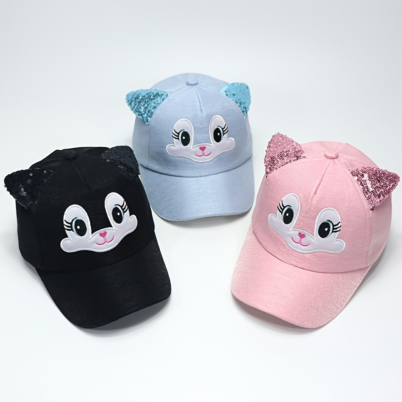 

Kids Baseball Cap Sequins Big Eyes Embroidery Sun Protection Sunshade Hat Outdoor Activities For Boys And Girls For Easter Party