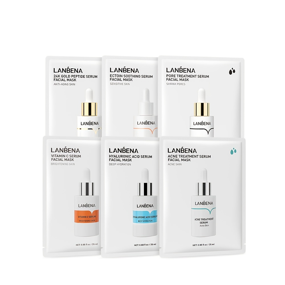 7 Pcs Hyaluronic Acid Face Mask Facial Essence Set Hydrating