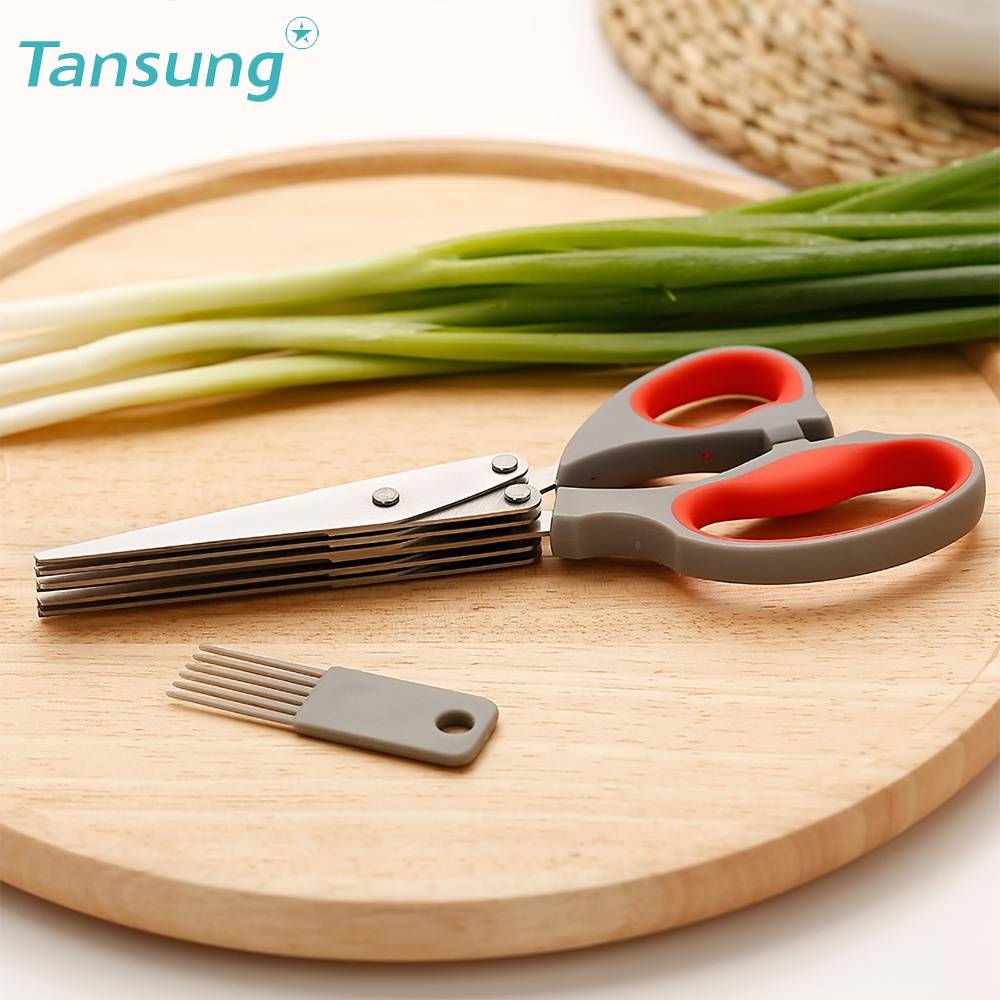 Herb Scissors With 5 Blades And Cover Cool Kitchen Gadgets - Temu