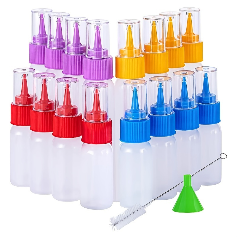 

16pcs Pointed Mouth Squeeze Bottles With Liquid Dispensing Caps - Perfect For Home & Crafts!
