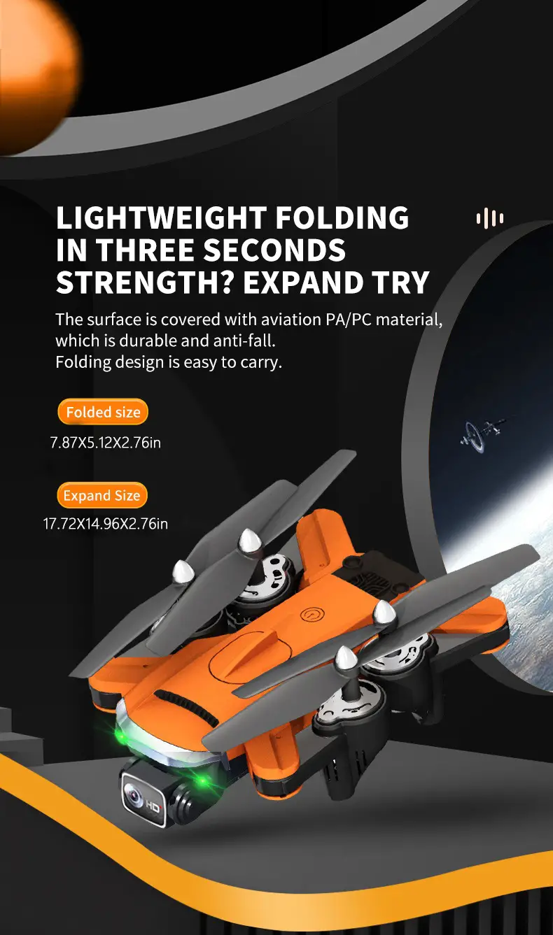gd94 pro max foldable drone dual camera 5 side obstacle avoidance smart return gesture talking photo more includes carrying bag details 3