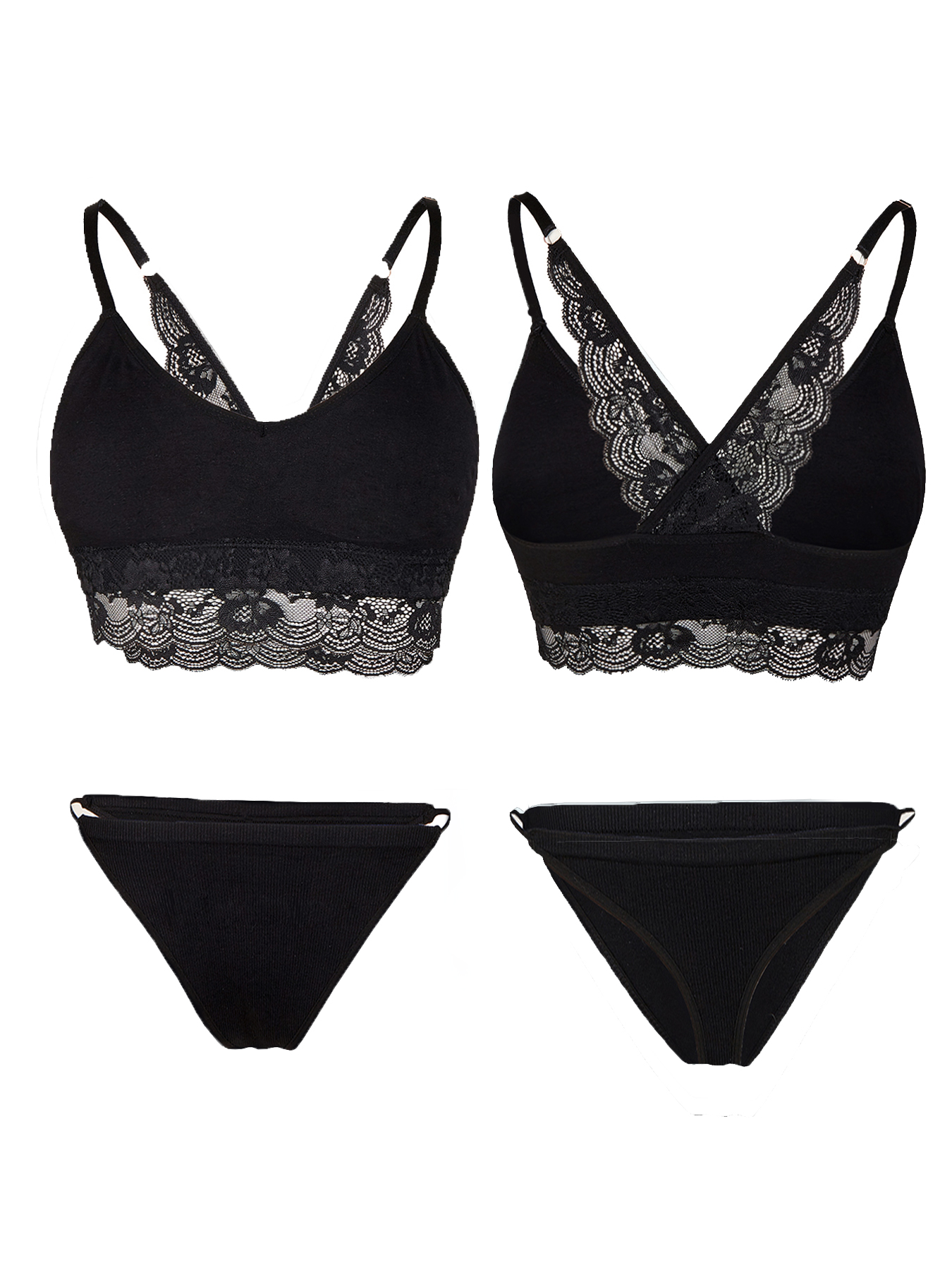 Black Lace Trim Padded Bralette