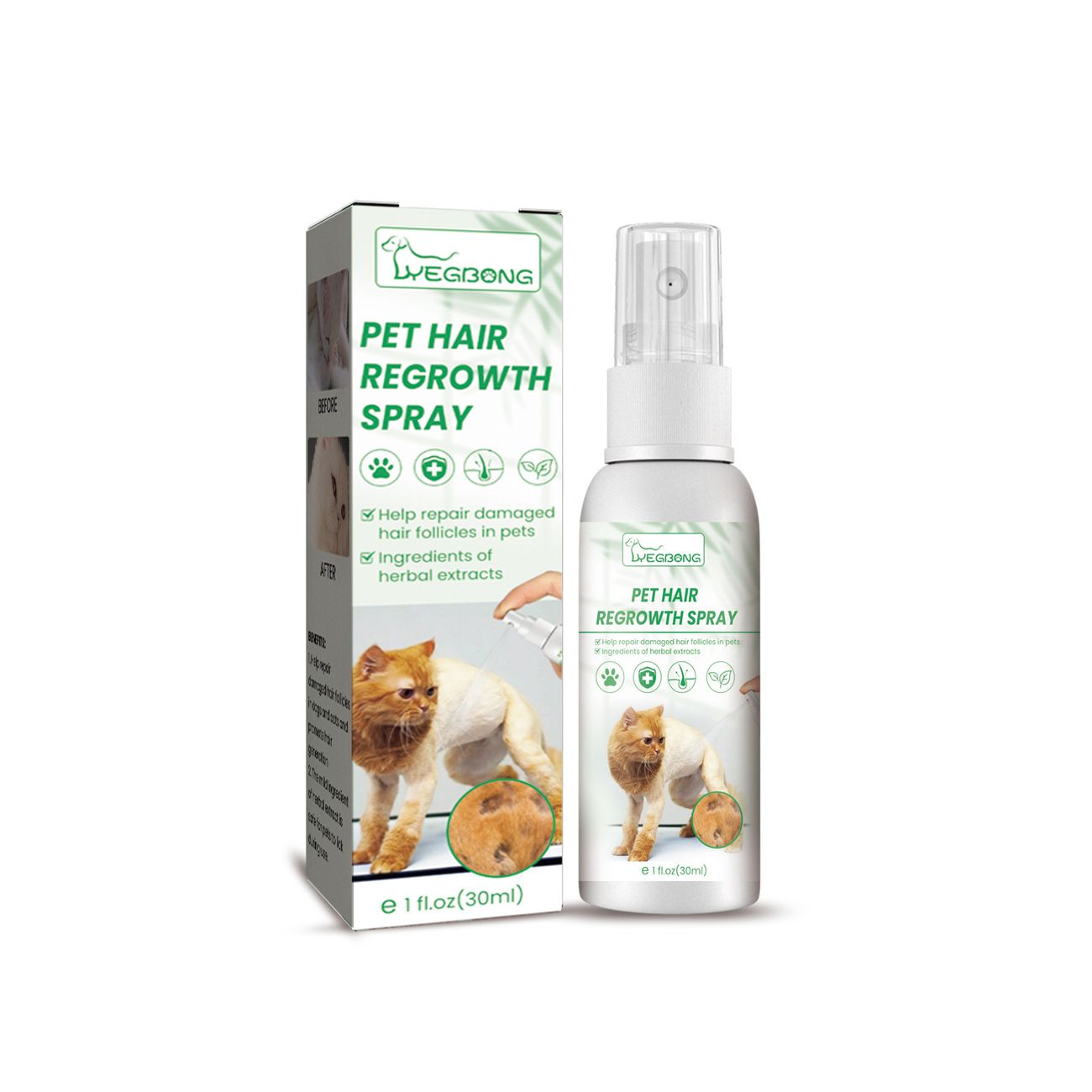Pet Hair Regrowth Spray Cat And Dog Hair Regrowth Spray Repair Damaged Hair  Follicles Spray - Pet Supplies - Temu