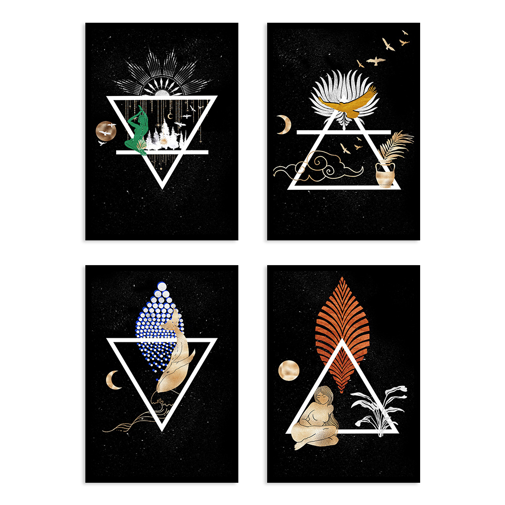 4pcs/set Alchemy Illustration Four Elements Art Prints, Magic Art, Air  Water Earth Fire, New Home Gift, Witchy Decor Poster, Geometric Wall Art  Painti