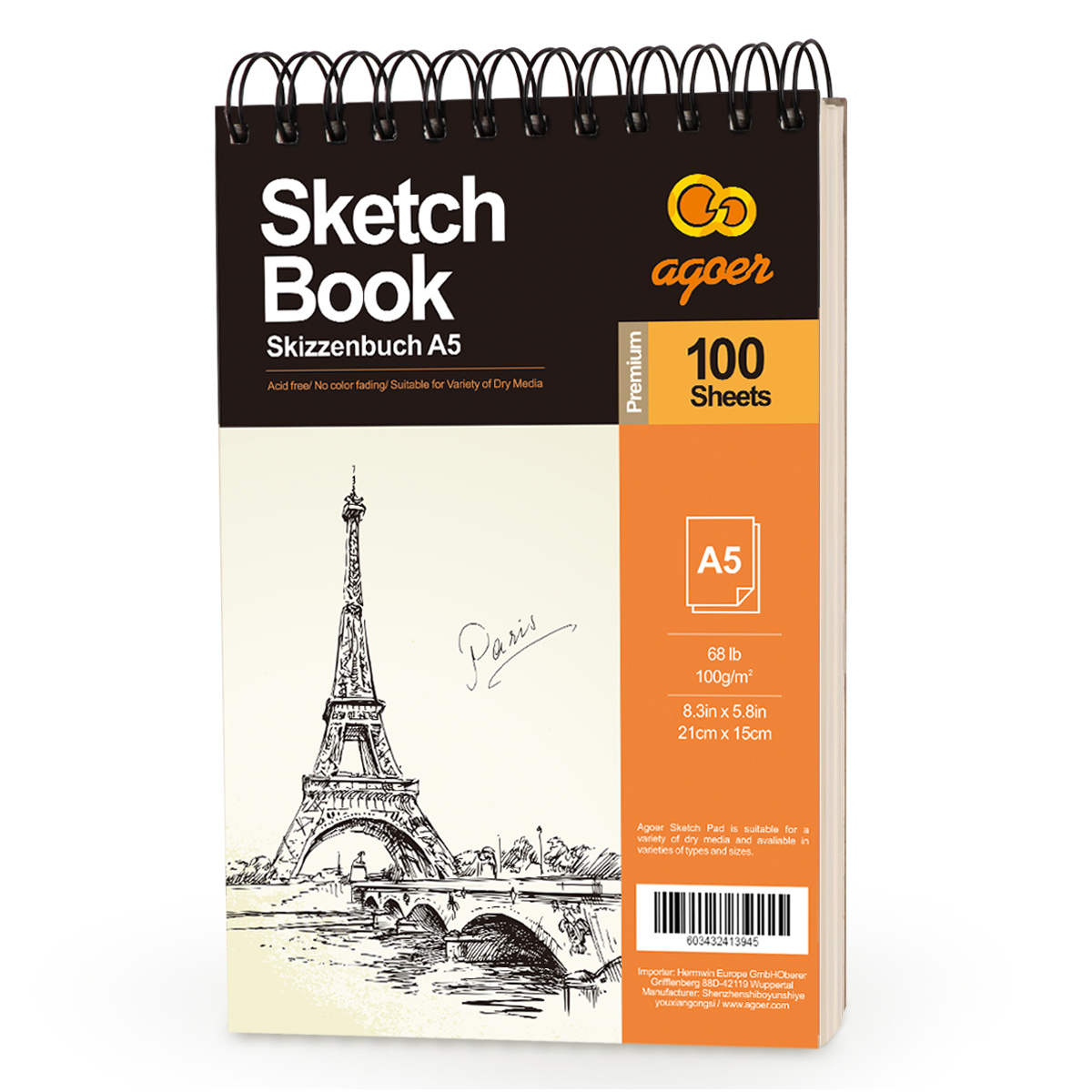 Sketchbook, A4/a5/a6, 1 Pack Of 30 Pages, Sketch Paper For Art Students,  Top Spiral