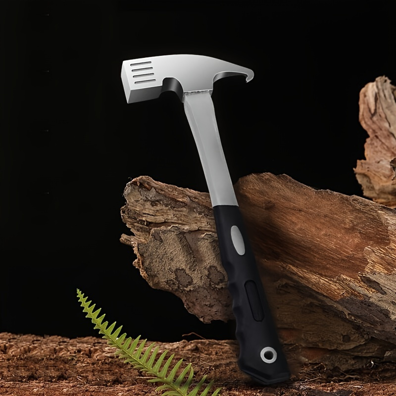 Outdoor Stainless Steel Hammer With Black Handle And Lanyard For
